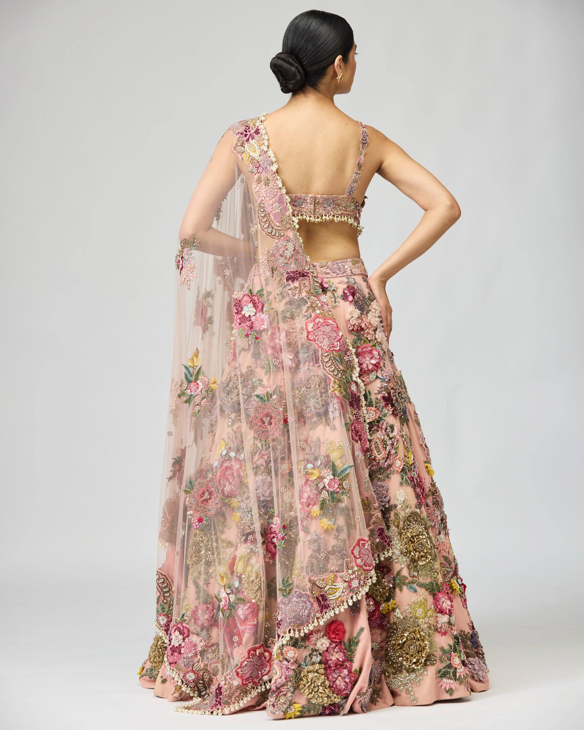 PINK FLORAL LEHENGA SET