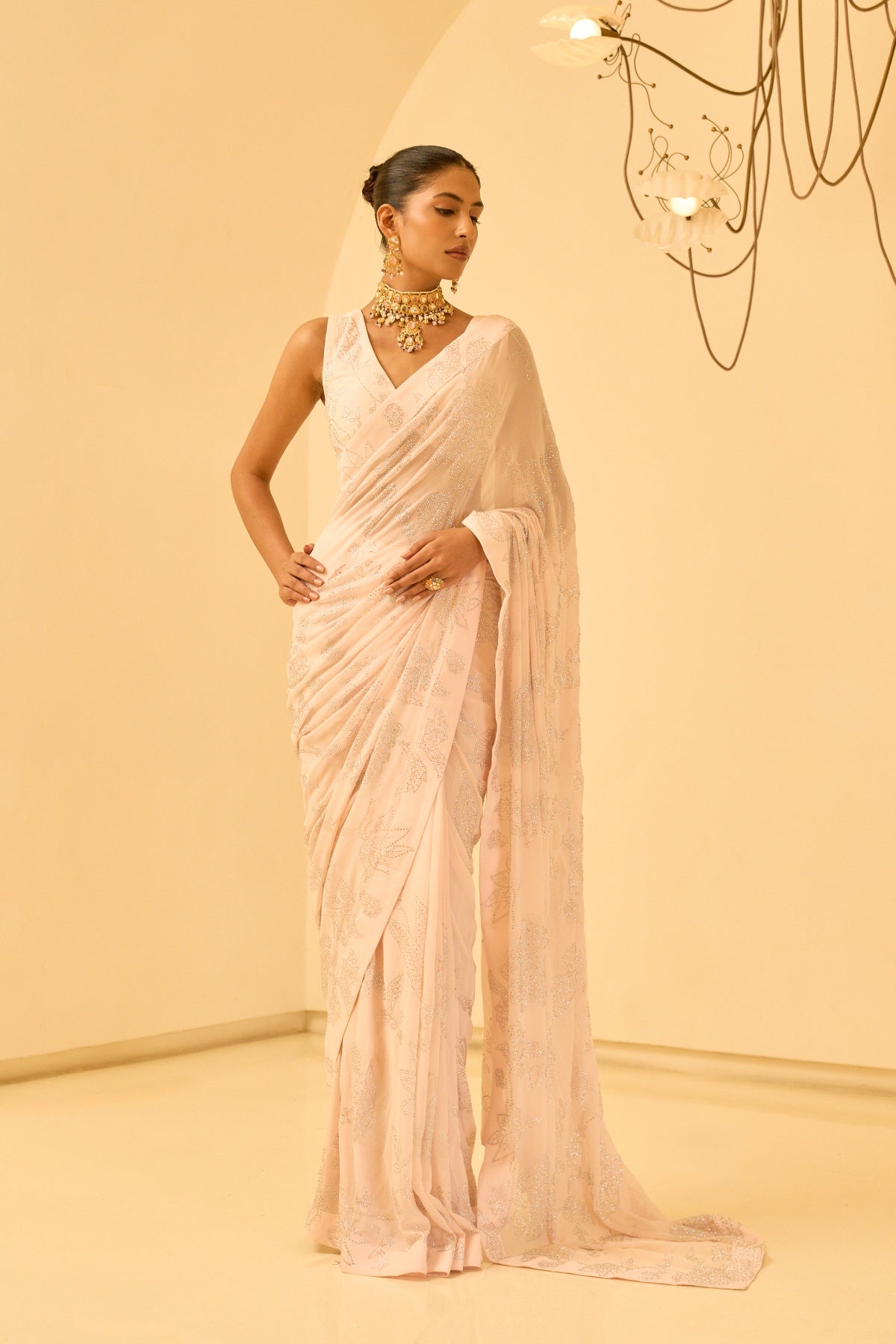 SHORASWIKI BLUSH SAREE SET