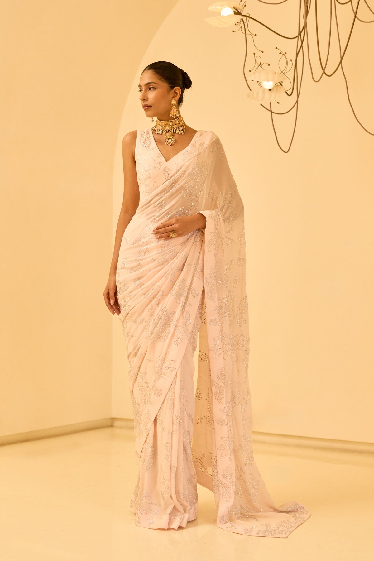 SHORASWIKI BLUSH SAREE SET