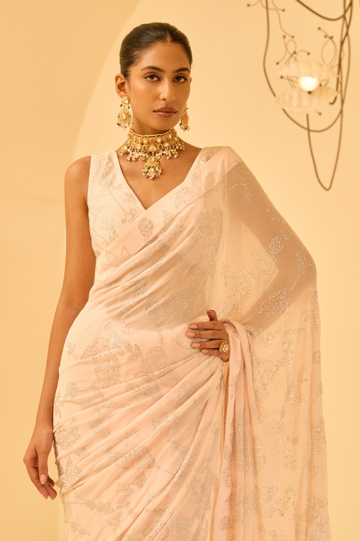 SHORASWIKI BLUSH SAREE SET