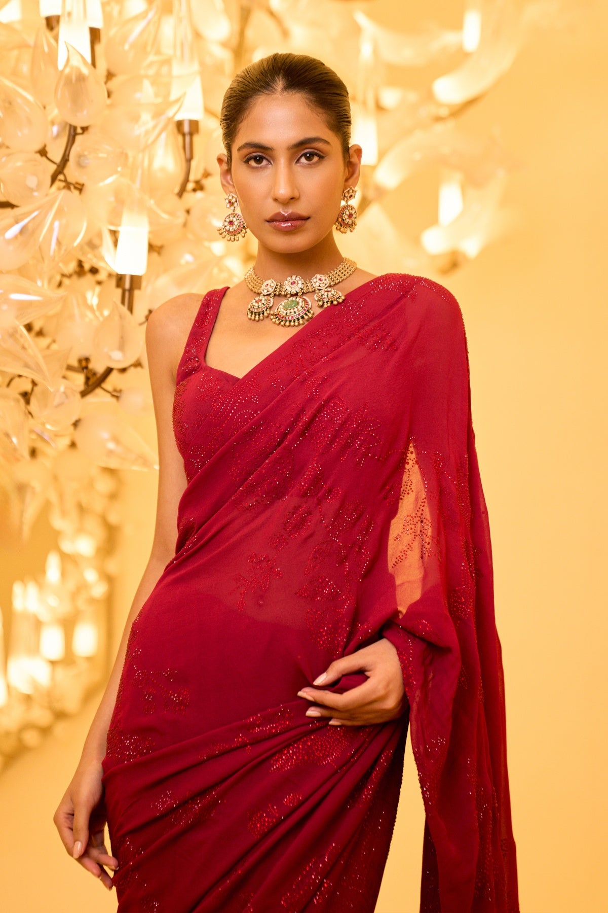 SHORASWIKI HOT PINK SAREE SET