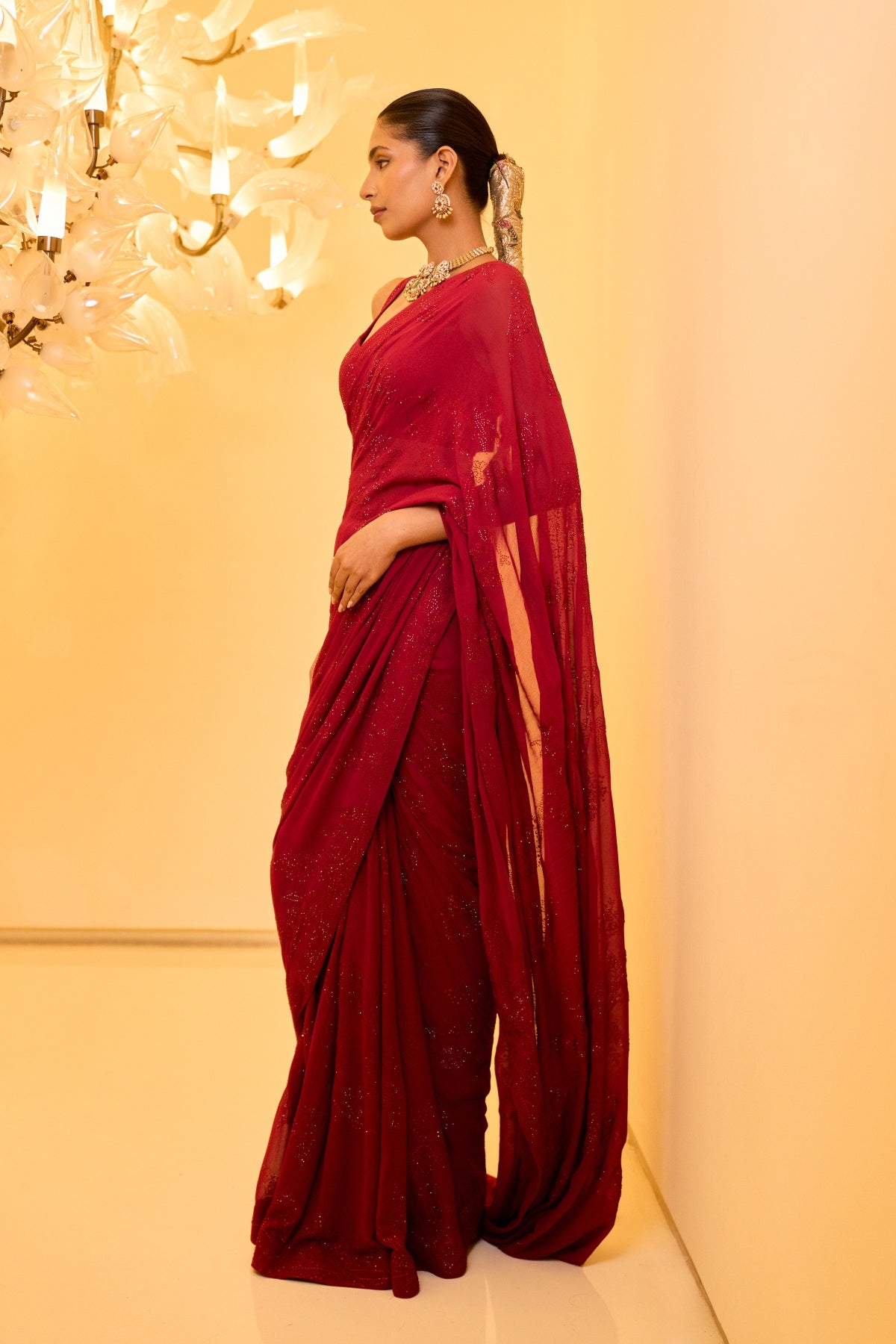 SHORASWIKI HOT PINK SAREE SET