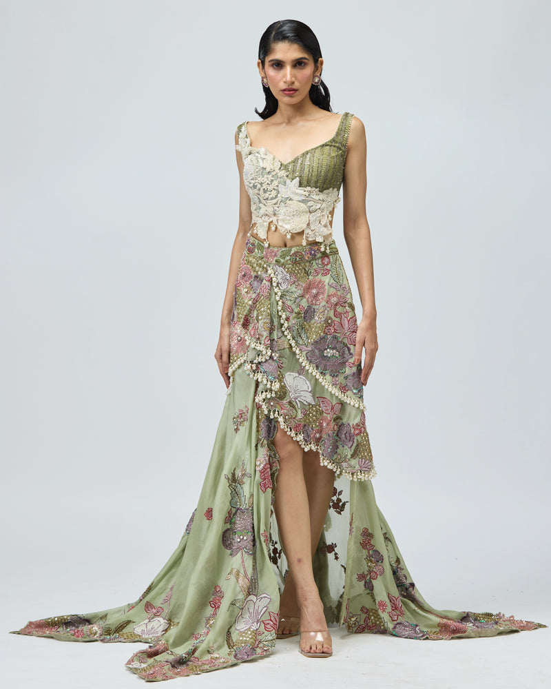 SILK ORGANZA PEPLUM SET