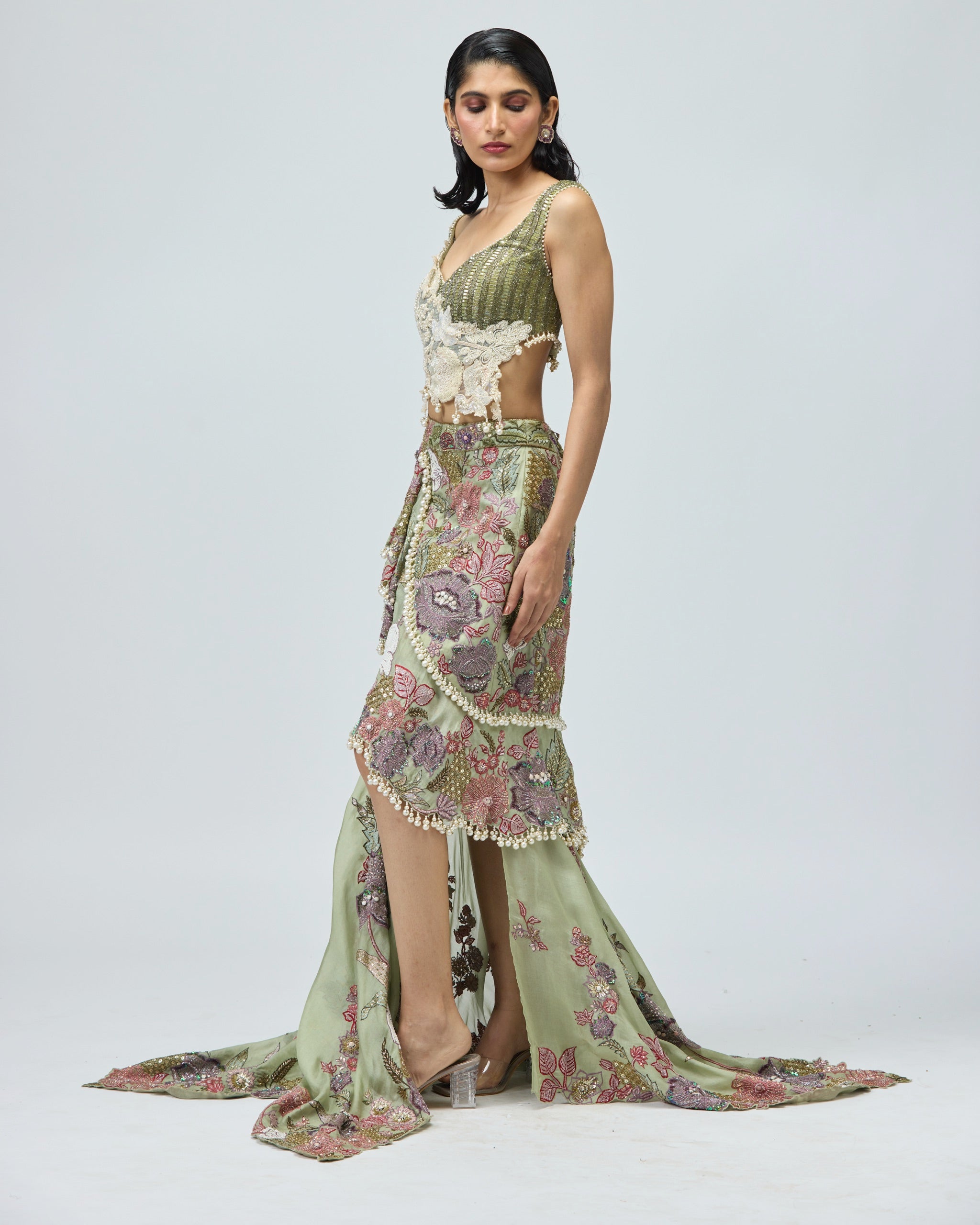 SILK ORGANZA PEPLUM SET