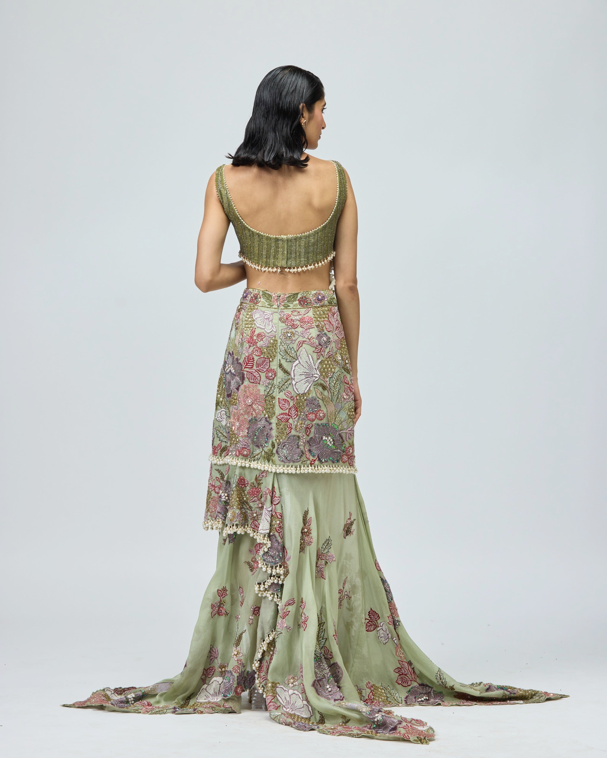 SILK ORGANZA PEPLUM SET
