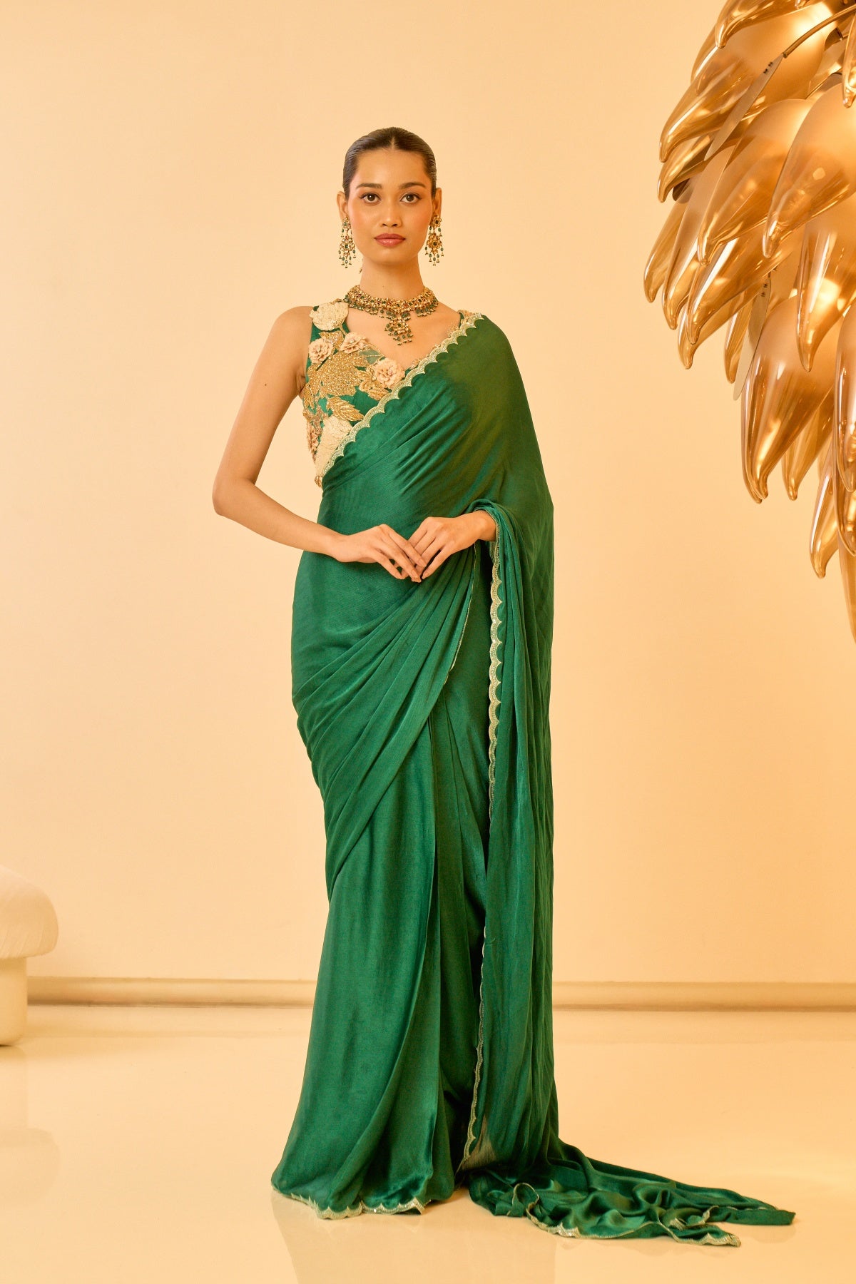 VERDANT DRAPED SAREE SET