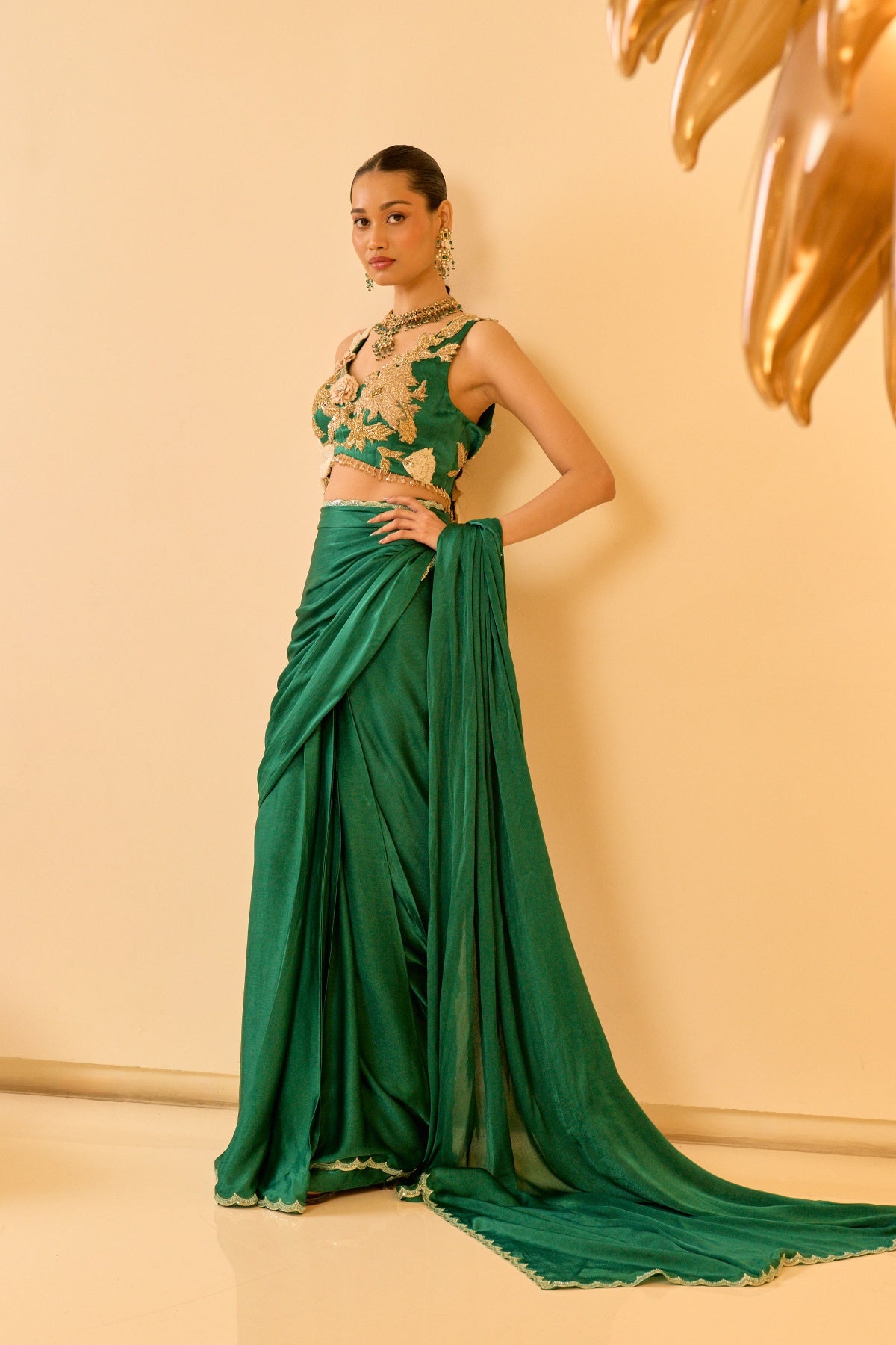 VERDANT DRAPED SAREE SET