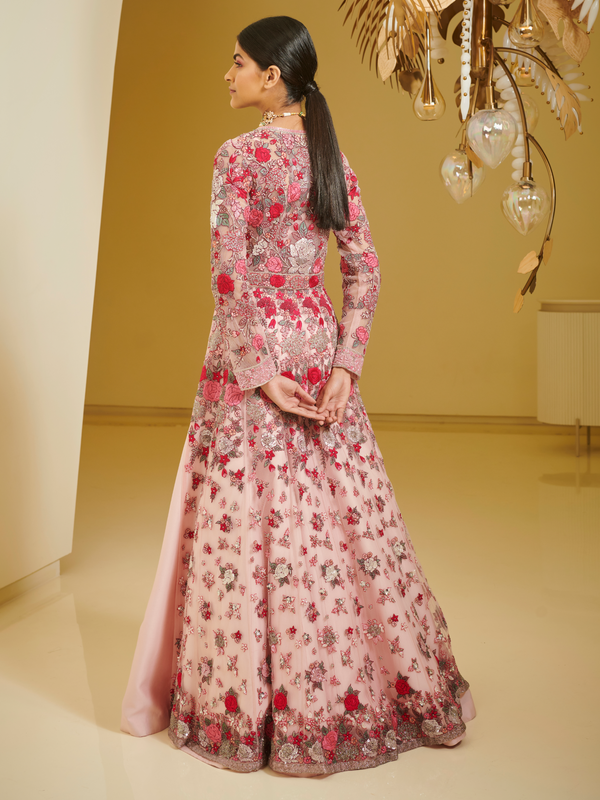 Blouse With Lehenga Enhanced With Fully Embroidered Jacket