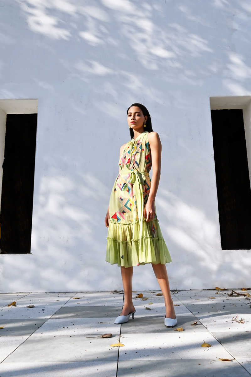 Color Blocking Tiered Dress